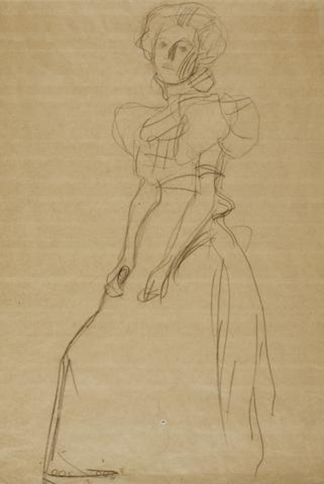 Stehend im Dreiviertelprofil nach links by Gustav Klimt