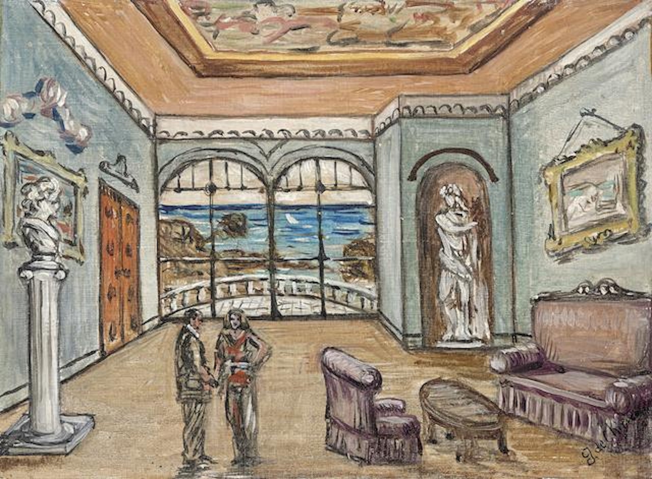 Interno con figure- bozzetto teatrale by Giorgio de Chirico