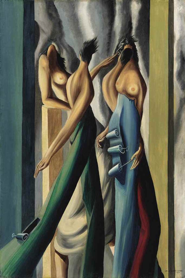 Femmes aux boîtes de sardines (Deux couples) by Oscar Dominguez