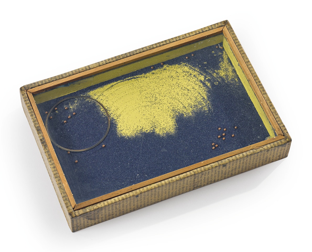 UNTITLED (BLUE SAND TRAY) by Joseph Cornell