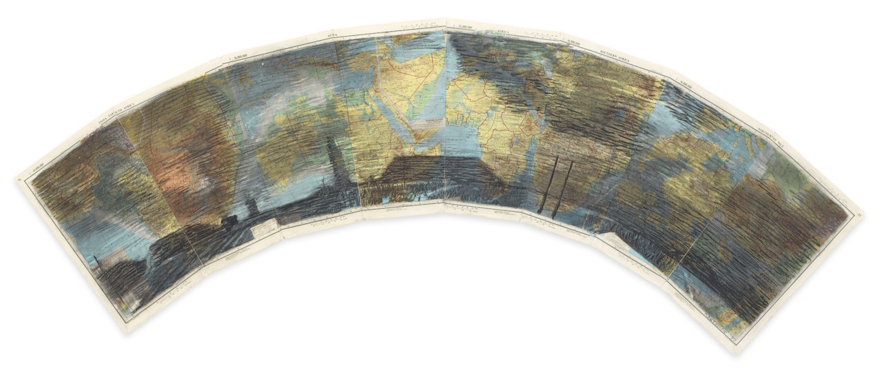 LANDSCAPE ON ATLAS PAGES (INDIA/THE NILE) by William Kentridge
