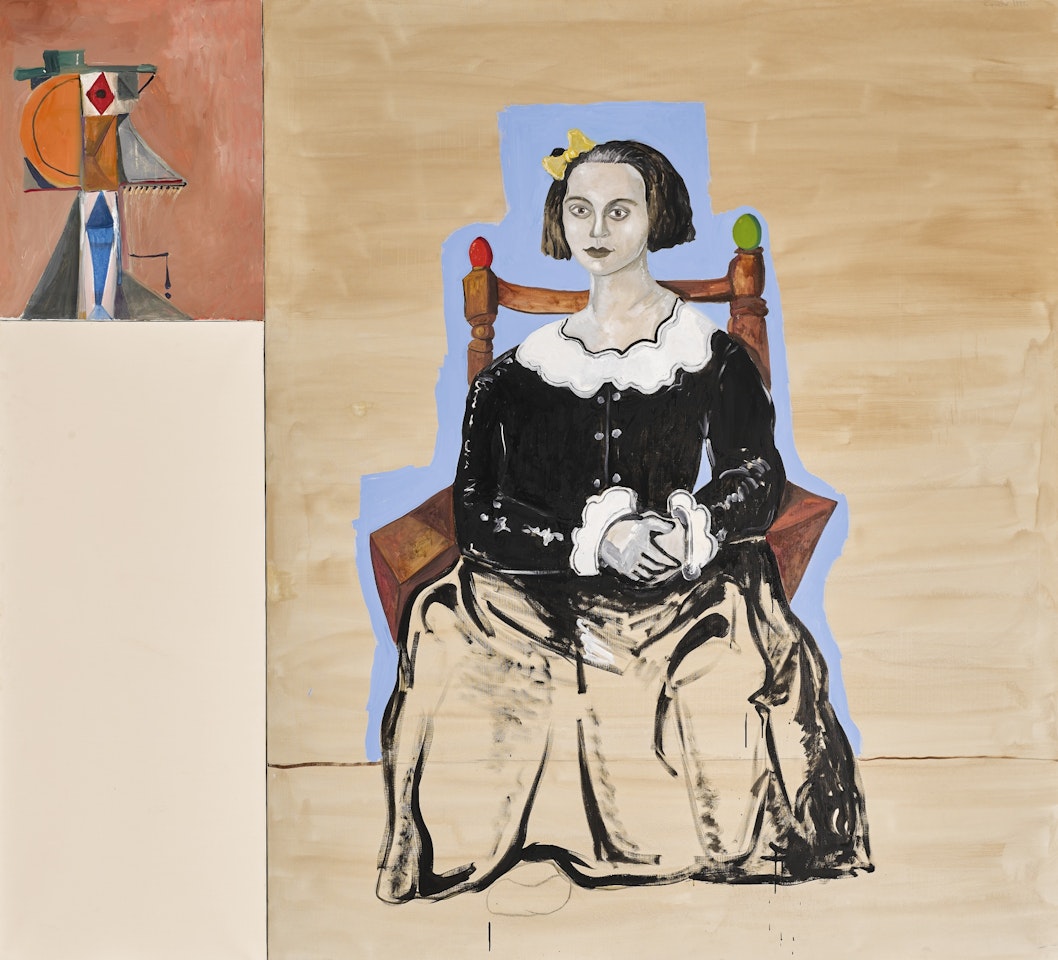 SEATED FIGURE WITH ABSTRACTION by George Condo