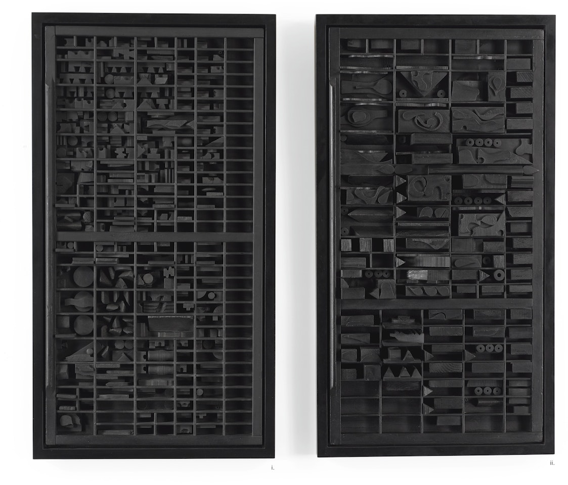 END OF DAY IX; END OF DAY XII [TWO WORKS] by Louise Nevelson