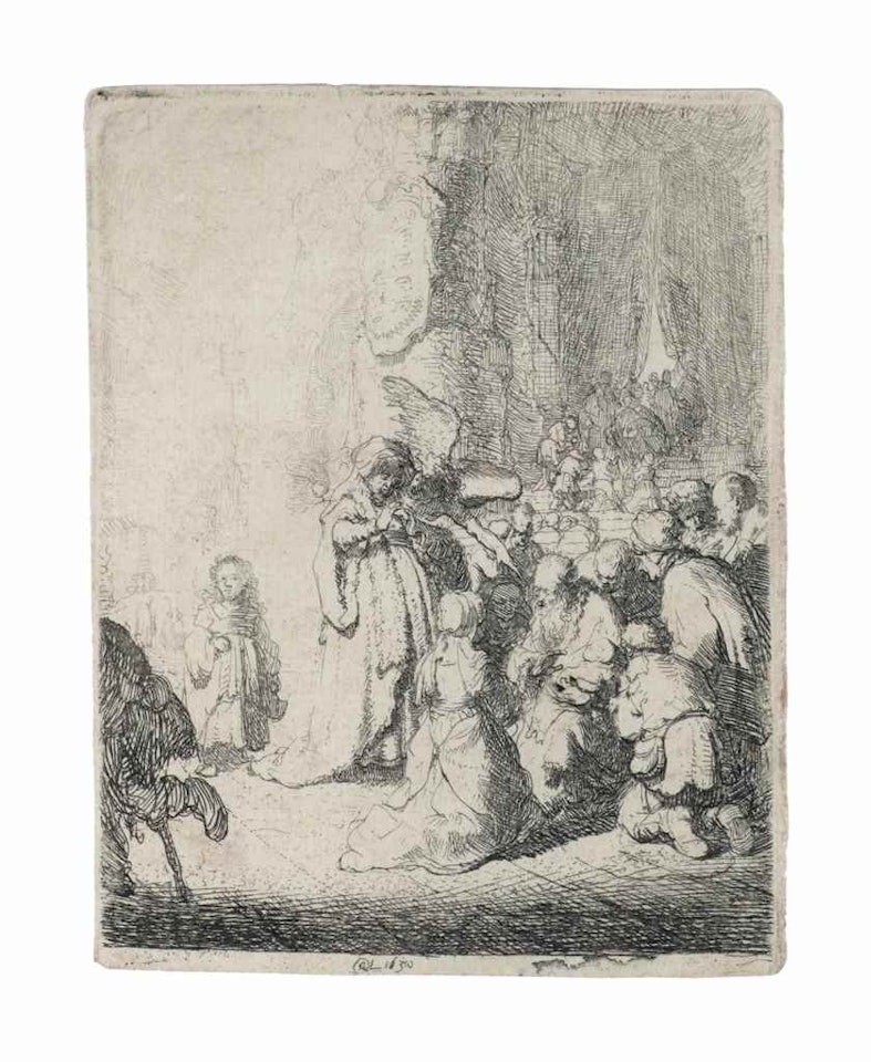 The Presentation in the Temple with the Angel: Small Plate by Attributed to Rembrandt Harmensz van Rijn