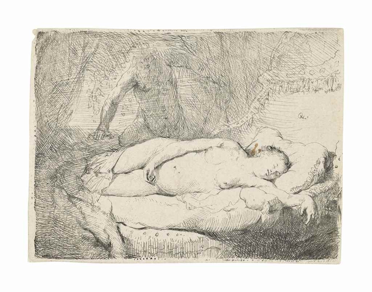 Jupiter and Antiope: Smaller Plate by Attributed to Rembrandt Harmensz van Rijn