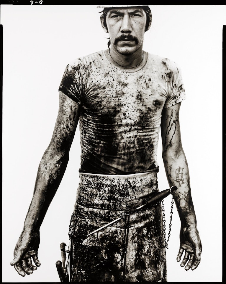 Blue Cloud Wright, slaughterhouse worker, Omaha, Nebraska, August 10, 1979 by Richard Avedon