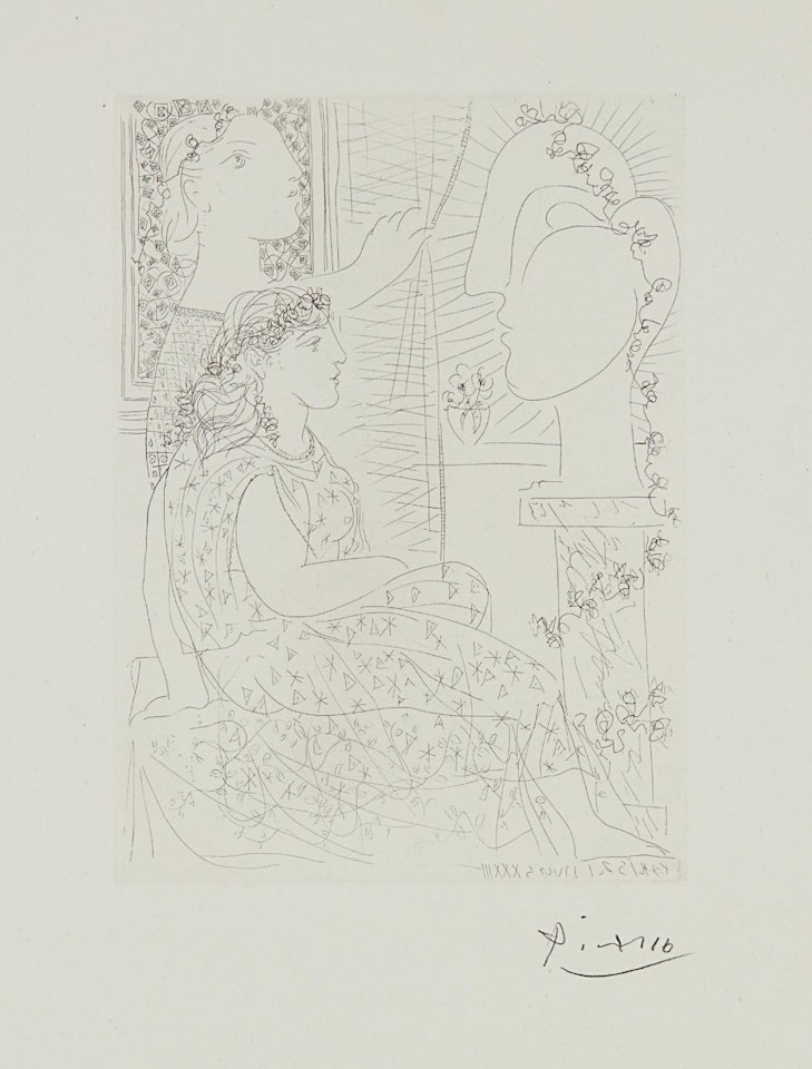 Deux modèles vêtus (Two Dressed Models), plate 42 from La suite Vollard by Pablo Picasso