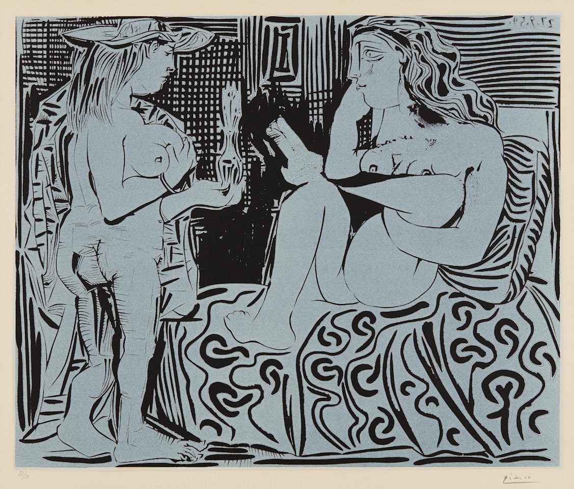 Deux femmes avec un vase à fleurs (Two Women with a Vase of Flowers) by Pablo Picasso