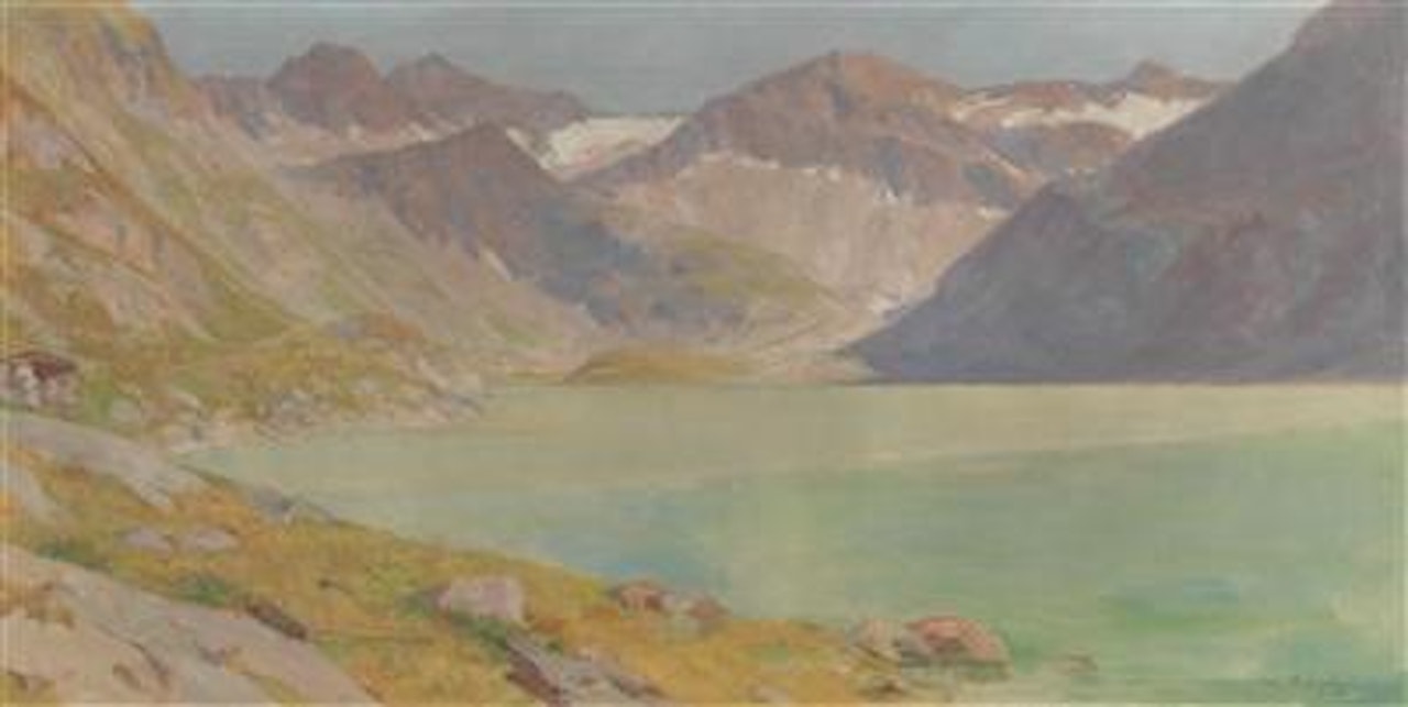 View of the Finstertaler See in Kühtai in the Stubaital by Hugo Engl