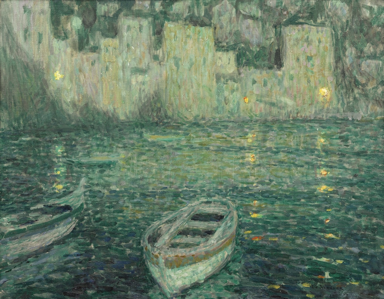 LES MAISONS DU PORT AU CLAIR DE LUNE by Henri Le Sidaner