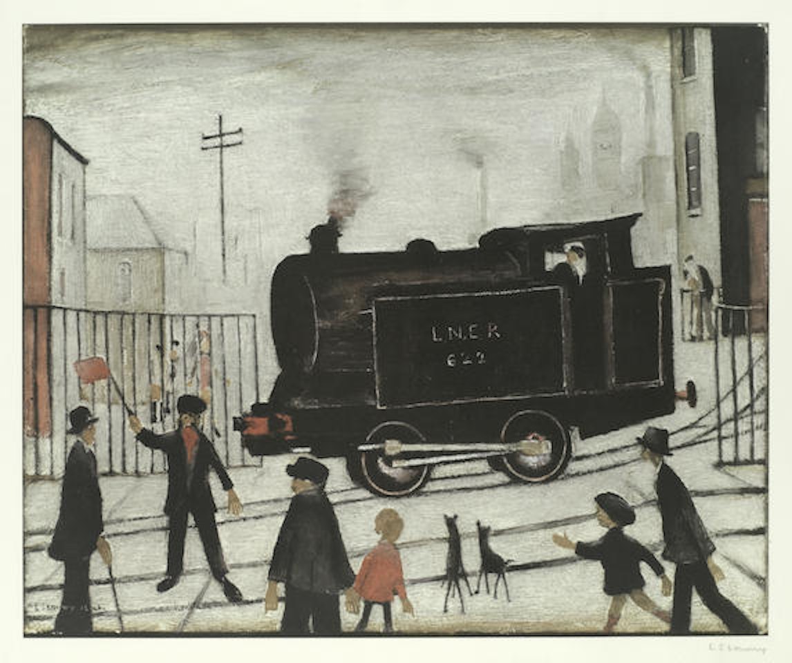 Level Crossing with Train by Laurence Stephen Lowry