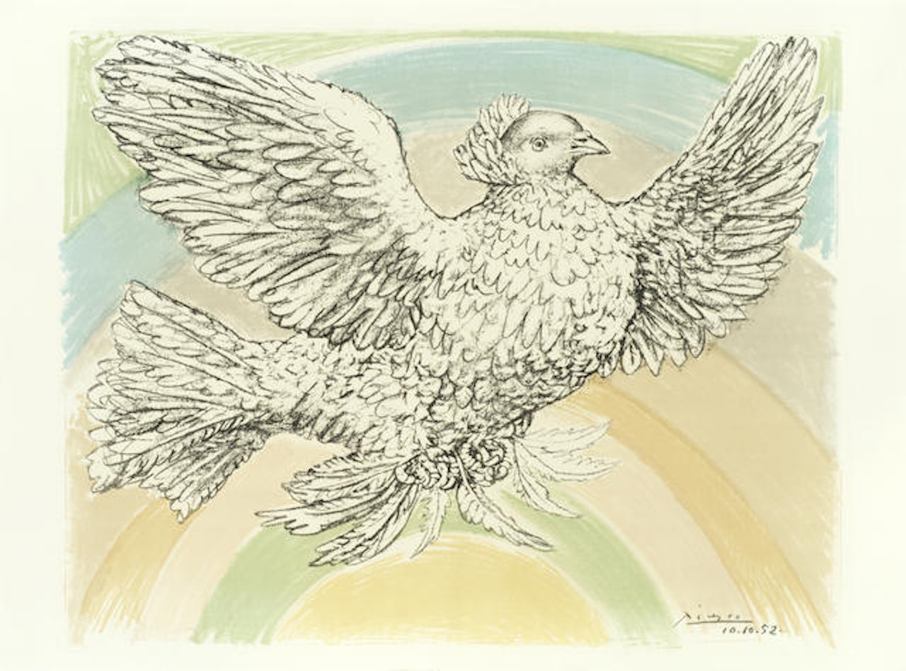 Colombe volant (à l'Arc-en-Ciel) (Bloch 712; Mourlot 214) by Pablo Picasso