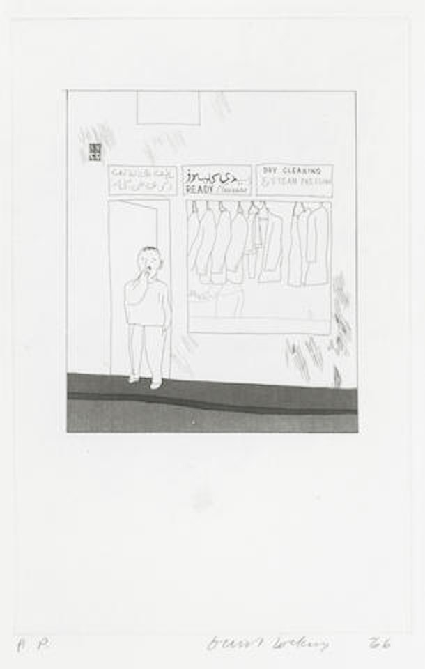 To remain, from 'Illustrations for Fourteen Poems from C.P. Cavafy' (Scottish Art Council 50) by David Hockney