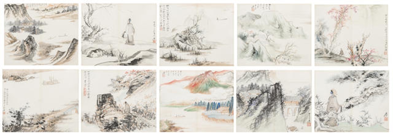 Album of Landscapes and Figures by Zhang Daqian