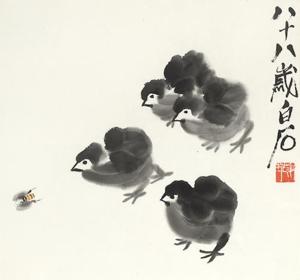Chicks Chasing a Bee by Qi Baishi