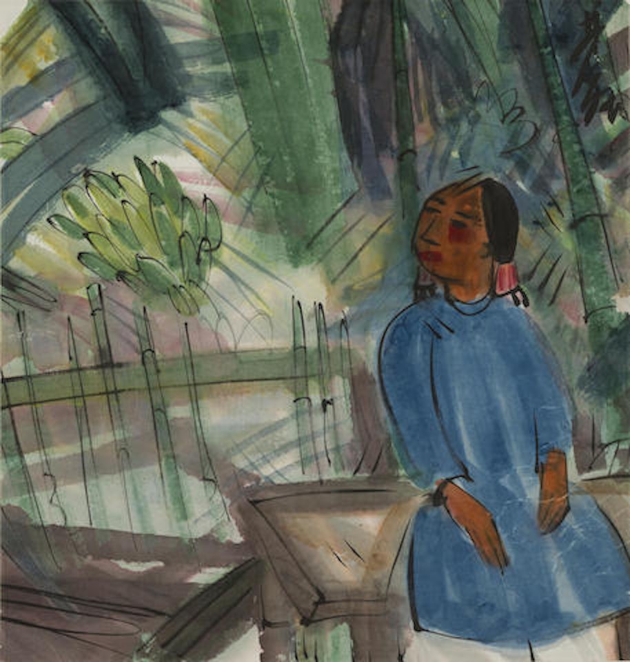 A Girl in Banana Garden by Lin Fengmian
