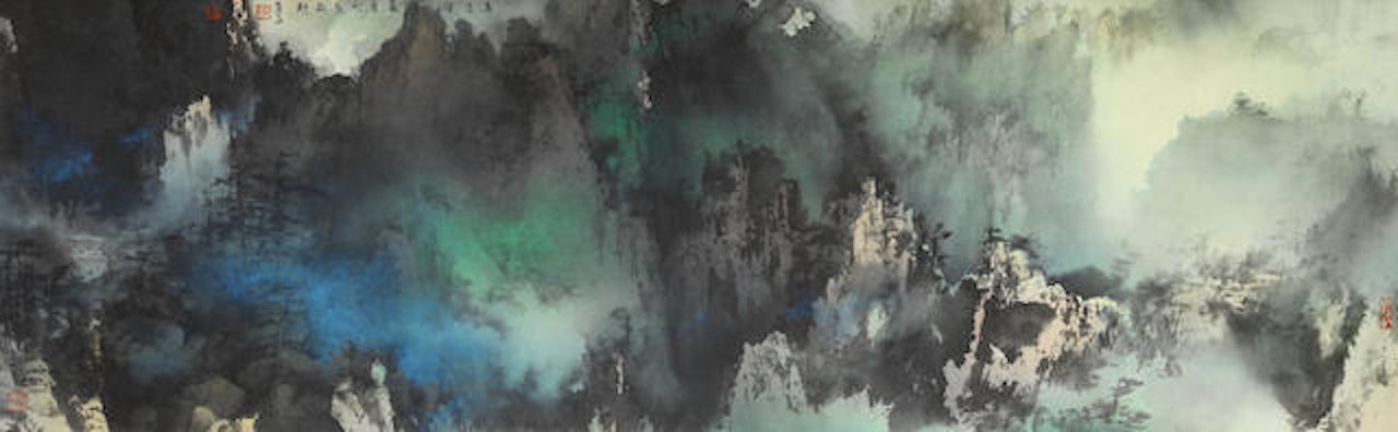 Blue and Green Landscape by He Baili