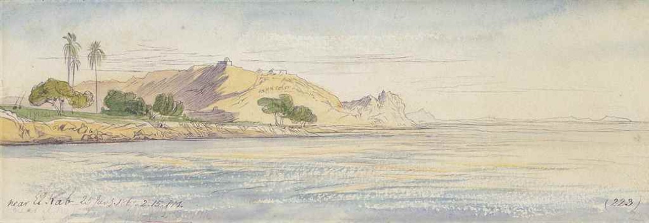 View near el Kab, Wadi Hallal, Egypt by Edward Lear