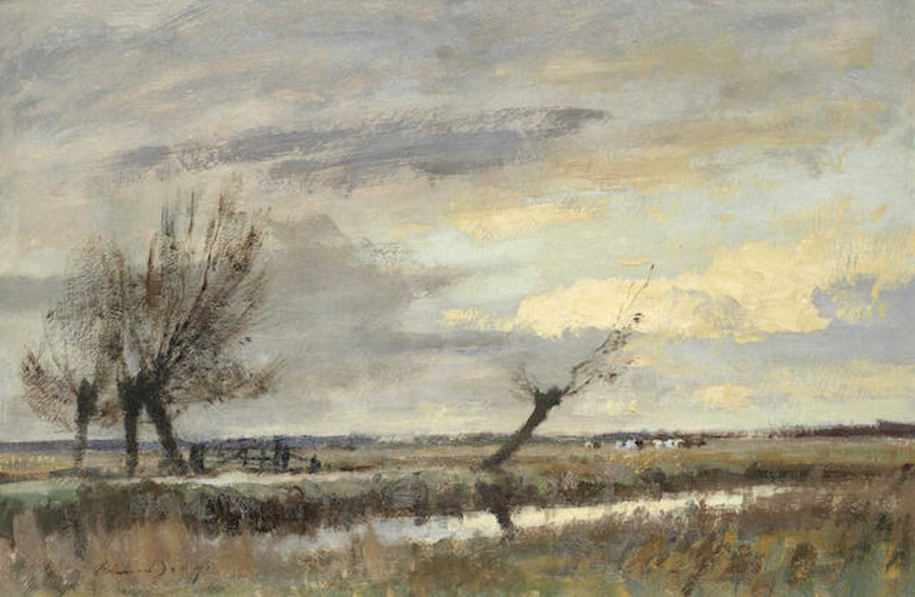 Pollard willows on the marsh - Norfolk' by Edward Seago