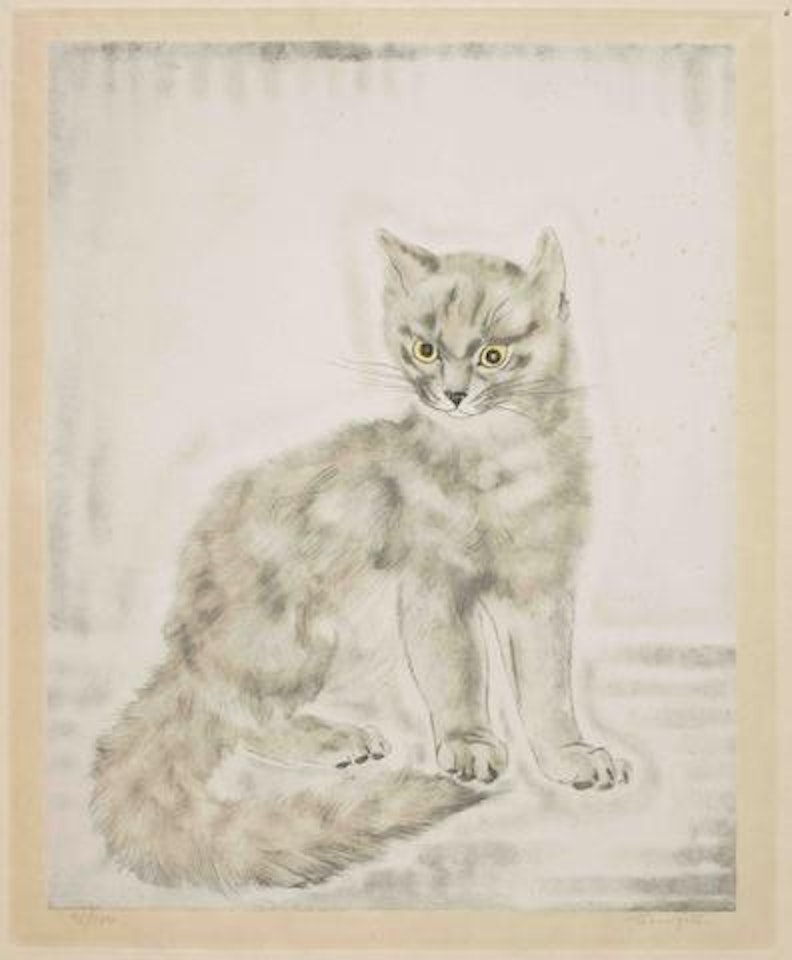 Staring Cat, from Les Chats unframed by Leonard Tsuguharu Foujita