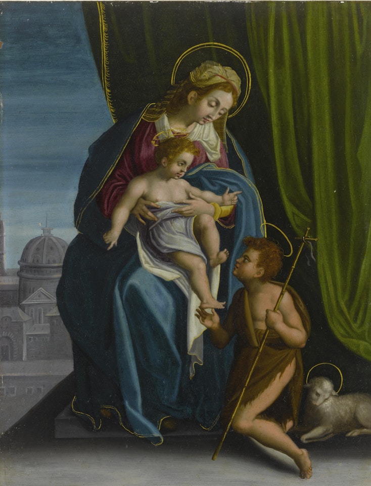 THE MADONNA AND CHILD WITH THE INFANT SAINT JOHN THE BAPTIST by Roman School