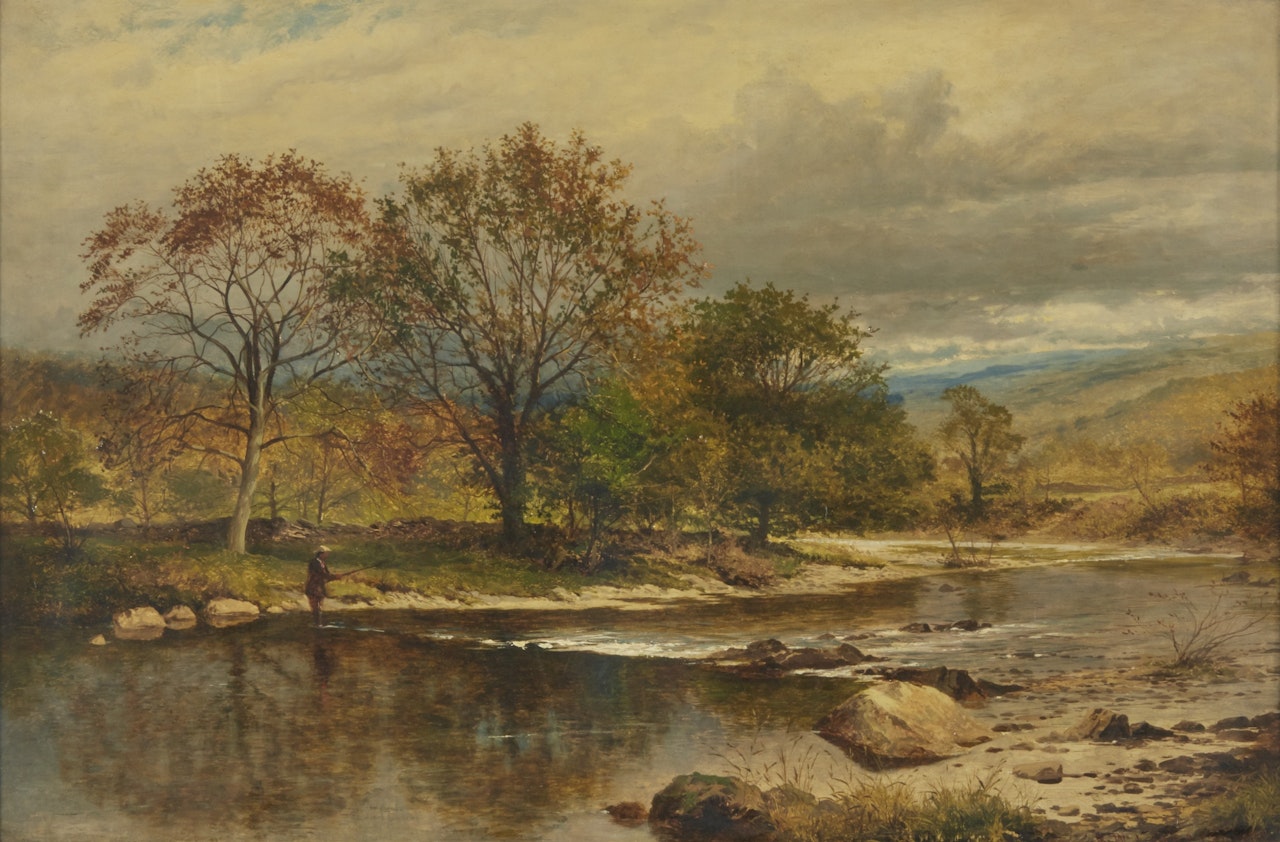 A TROUT STREAM - AN AUTUMN AFTERNOON ON THE LLUGWY by Benjamin Williams Leader