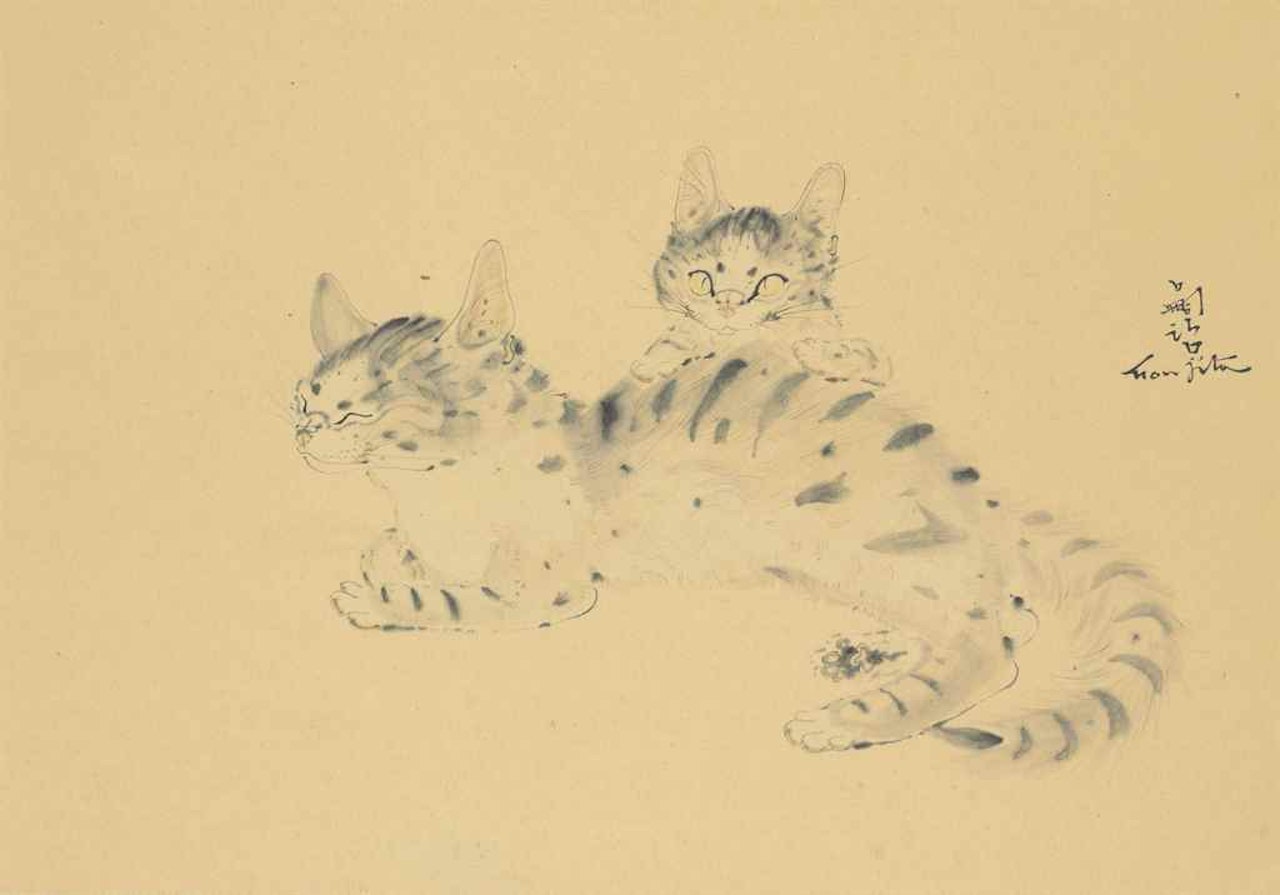 Chatte et chaton by Leonard Tsuguharu Foujita