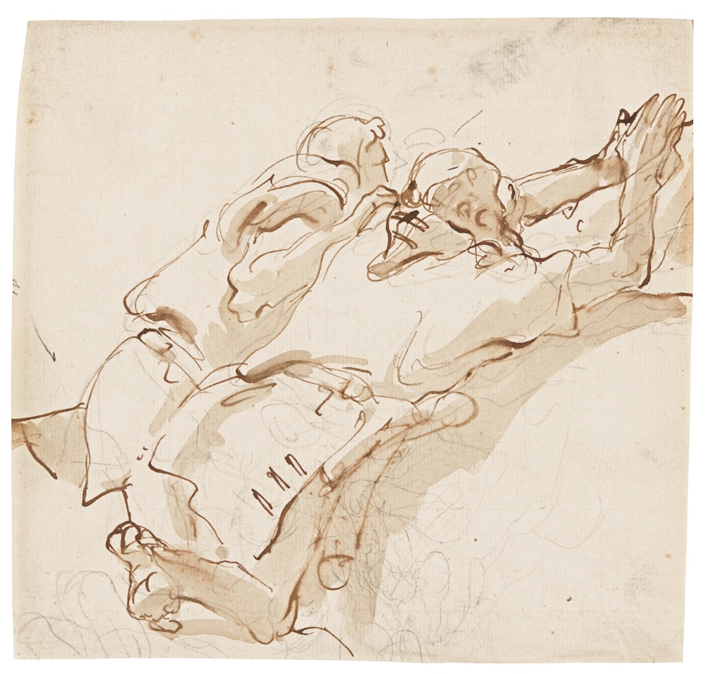 TWO KNEELING FIGURES, PRAYING by Giovanni Battista Tiepolo
