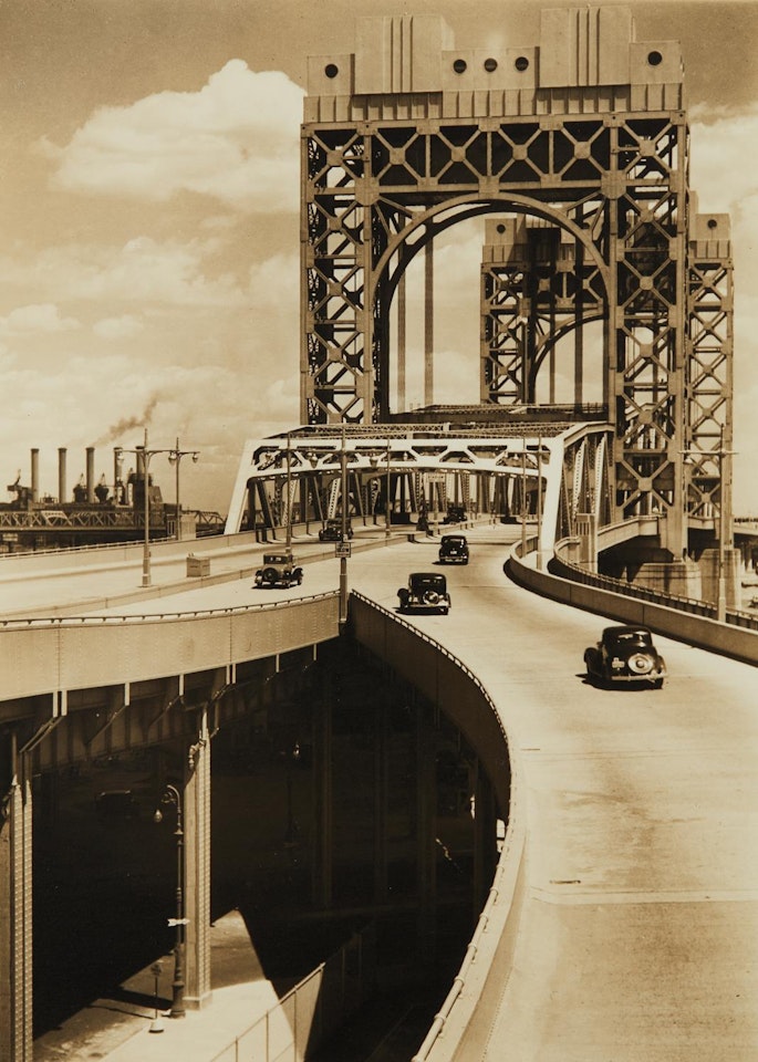 Tri-Borough Bridge, 125th Street Approach, Manhattan by Berenice Abbott