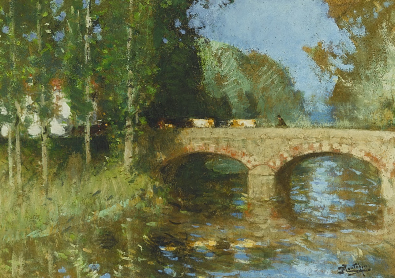 LE PONT SUR LA RIVIÈRE by Pierre Eugène Montezin