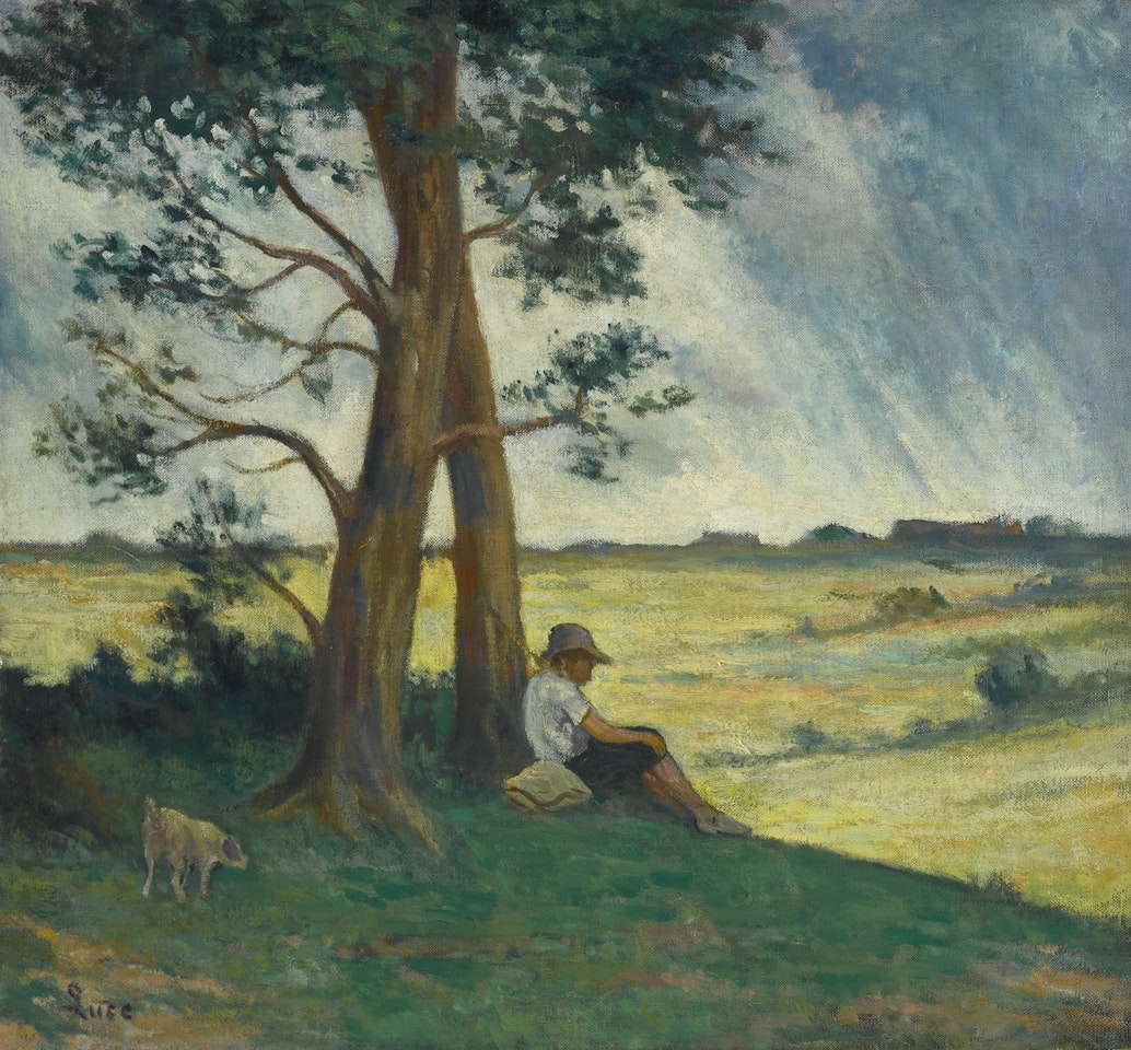PLAINE DE ROLLEBOISE, LE REPOS SOUS LES ARBRES by Maximilien Luce