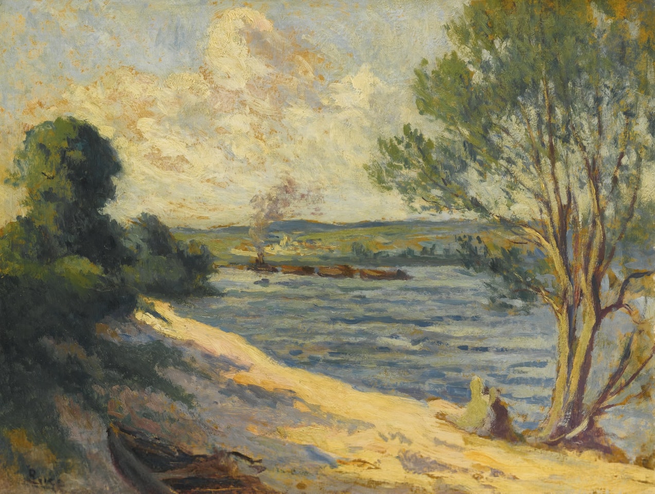 CHALANDS SUR LA RIVIÈRE by Maximilien Luce