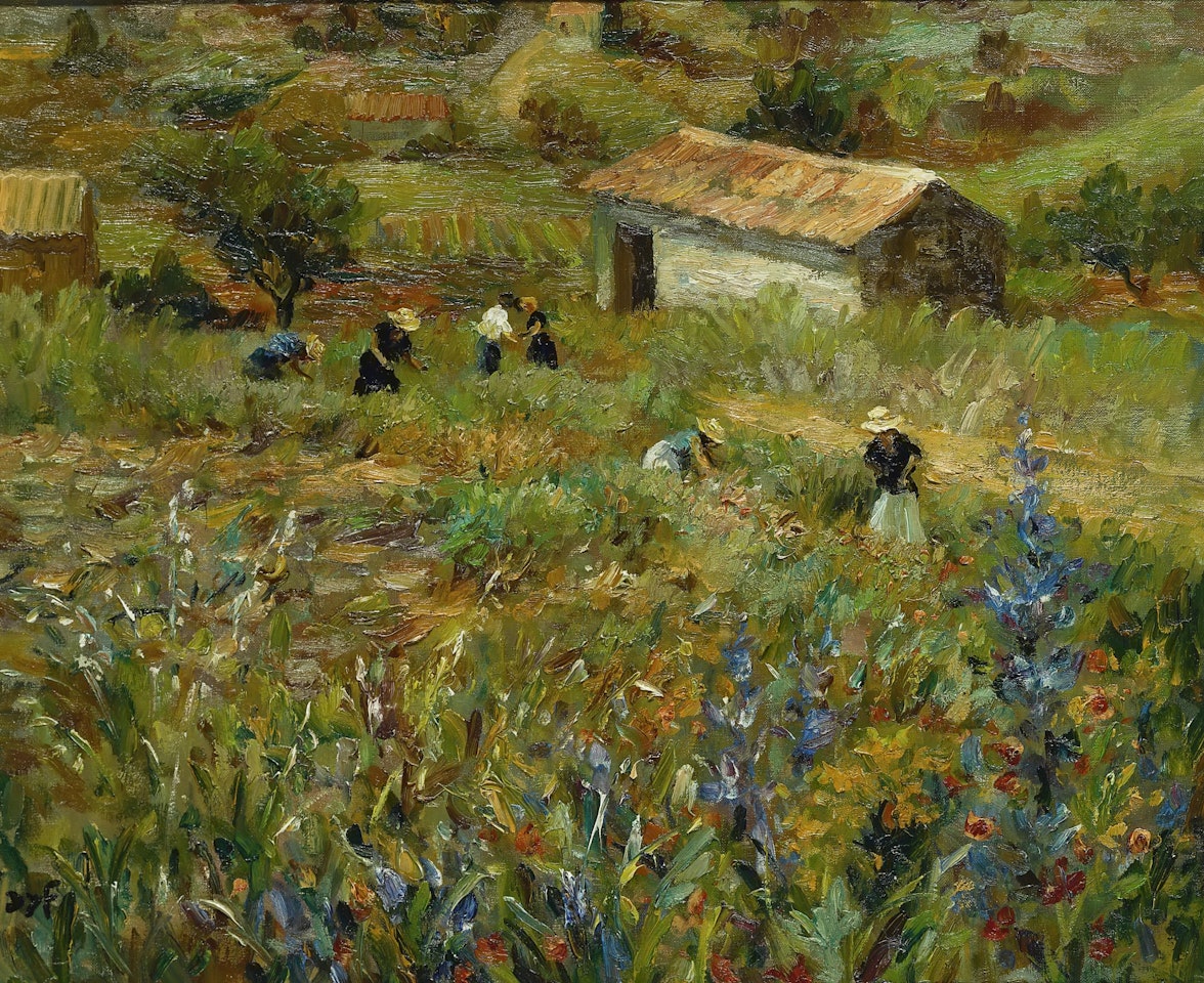 LA CUEILLETTE DES FLEURS PRÈS DE SAINT PAUL DE VENCE by Marcel Dyf