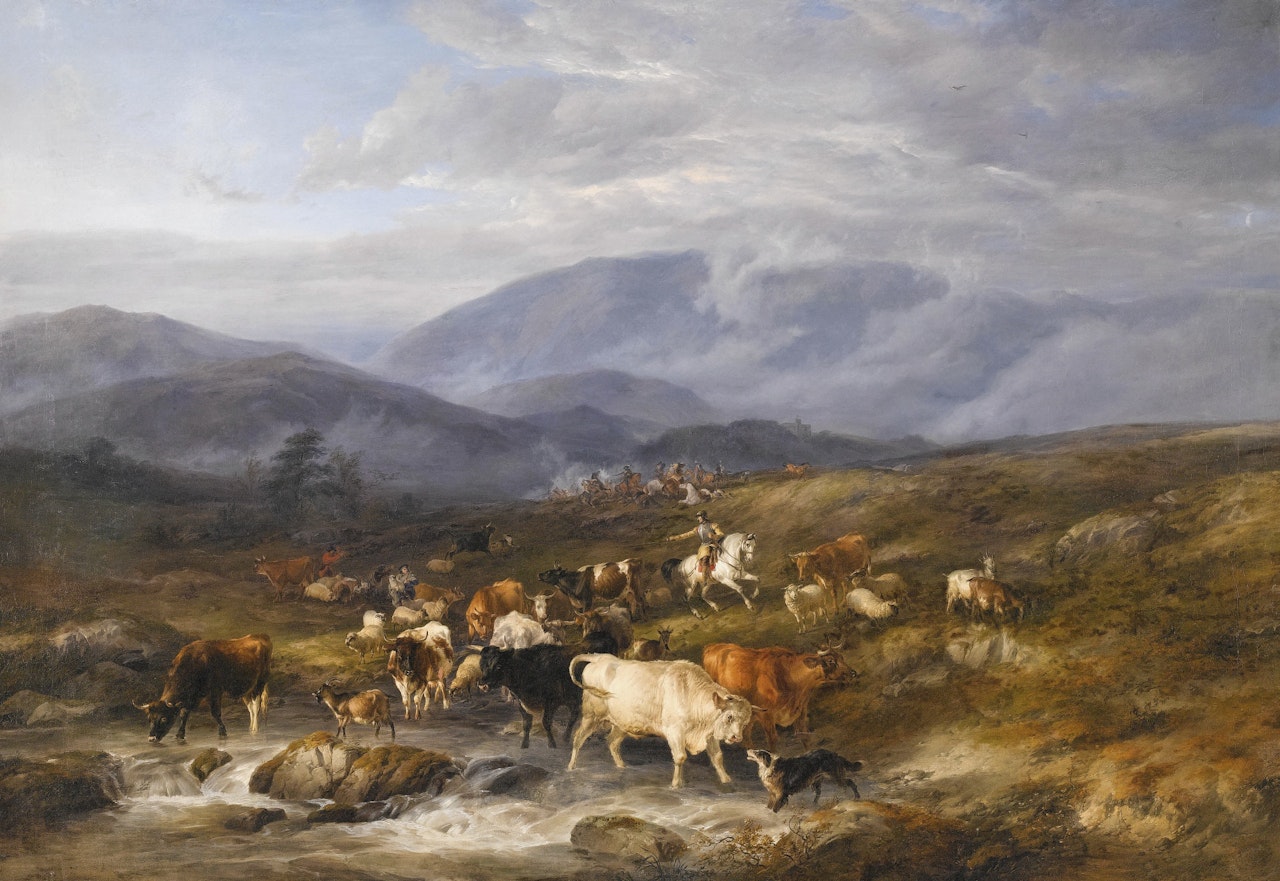 AN INTERCEPTED RAID, ETTRICK SHEPHERD by Thomas Sidney Cooper