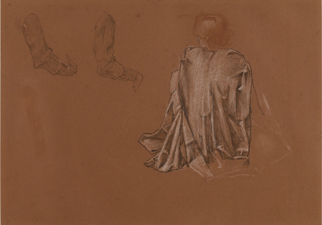 STUDY FOR A MUSICIAN IN THE LAST SLEEP OF ARTHUR IN AVALON by Edward Coley Burne-Jones