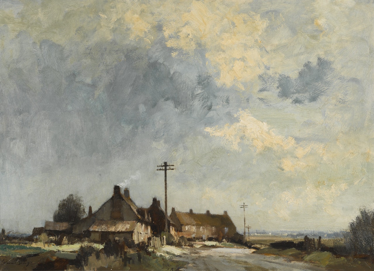 COTTAGES NEAR REPPS, NORFOLK by Edward Seago