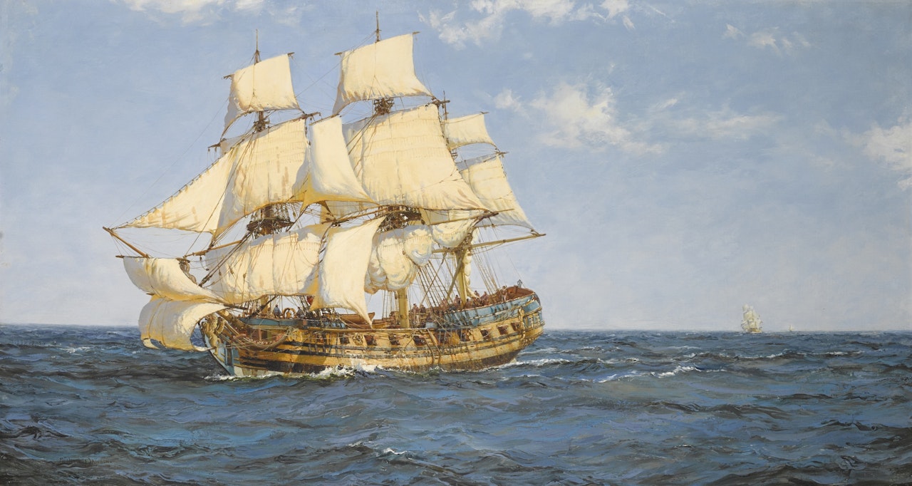 A FRENCH SLOOP by Montague Dawson