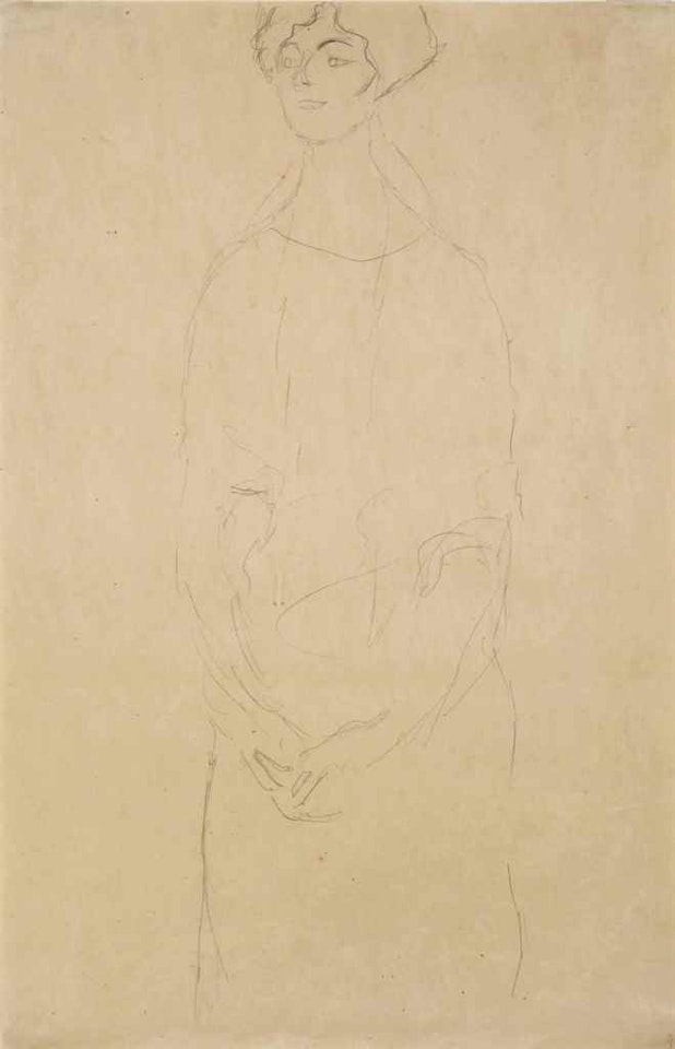 Stehende Dame von vorne, den Kopf nach links by Gustav Klimt