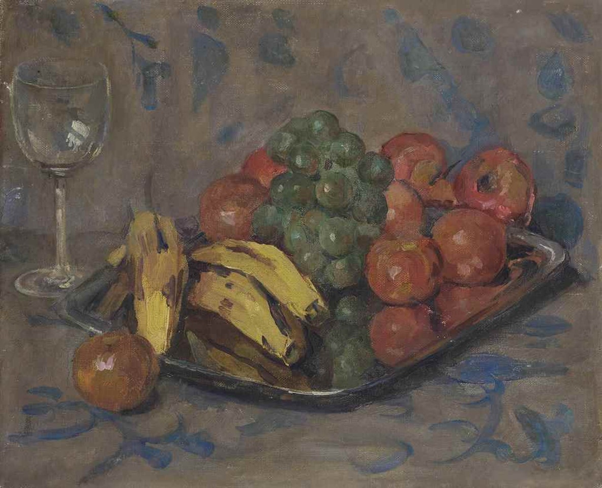 A still life with fruits and a wine glass by Auguste Herbin