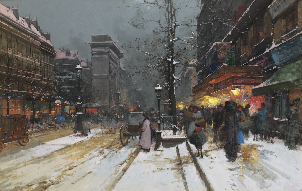 PORTE SAINT-DENIS, PARIS by Eugene Galien-Laloue