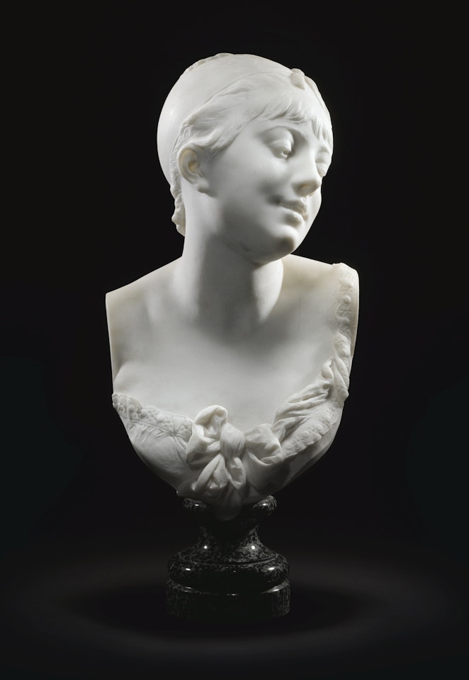 BUST OF A WOMAN WEARING A HEADDRESS by Albert-Ernest Carrier-Belleuse