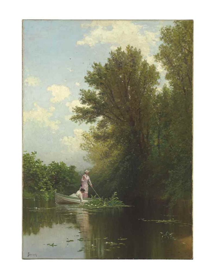 Gathering Water Lilies at Curzon's Mills, Newburyport, Massachusetts by Alfred Thompson Bricher