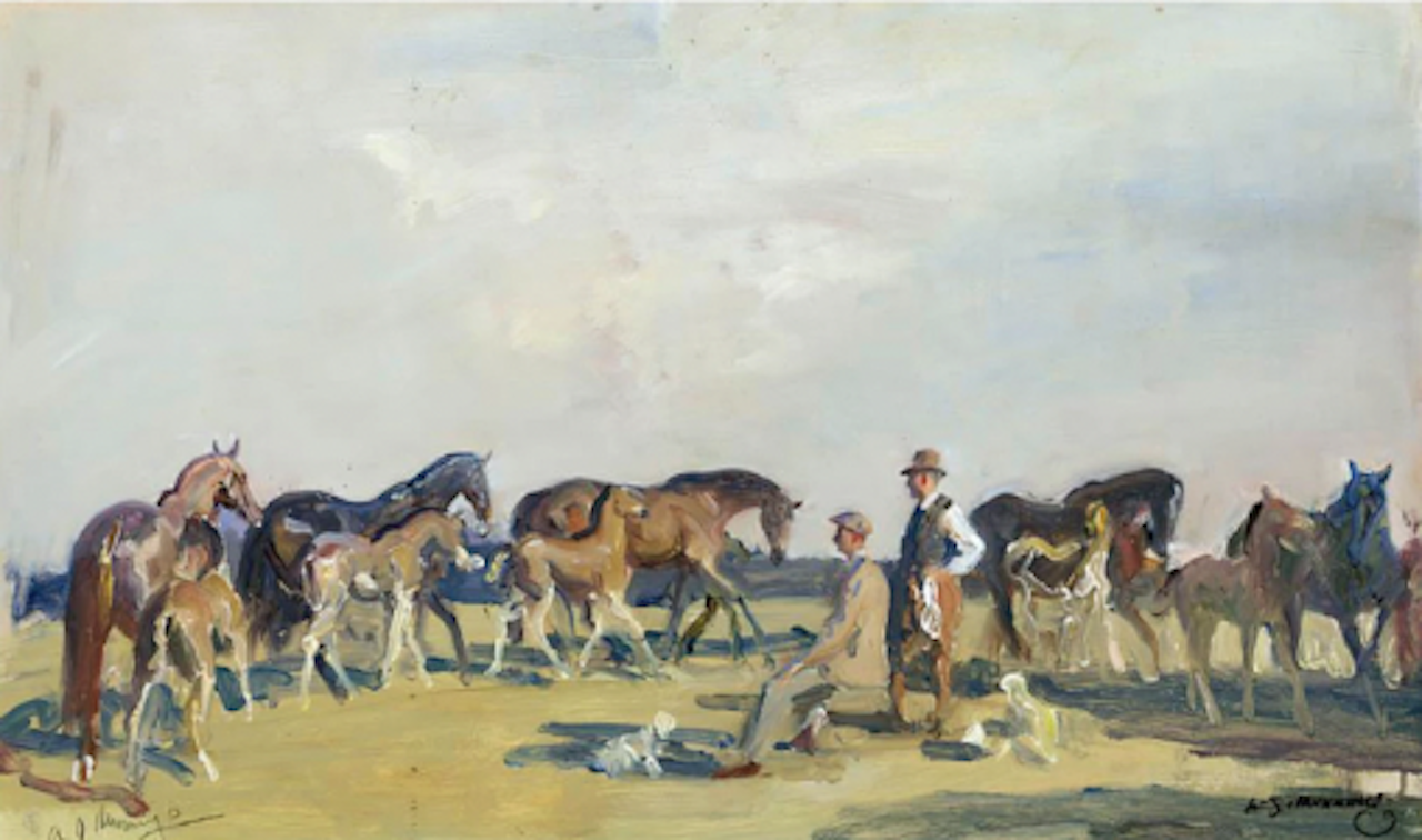 Study for "Lord Astor with his Mares and Foals" by Alfred James Munnings