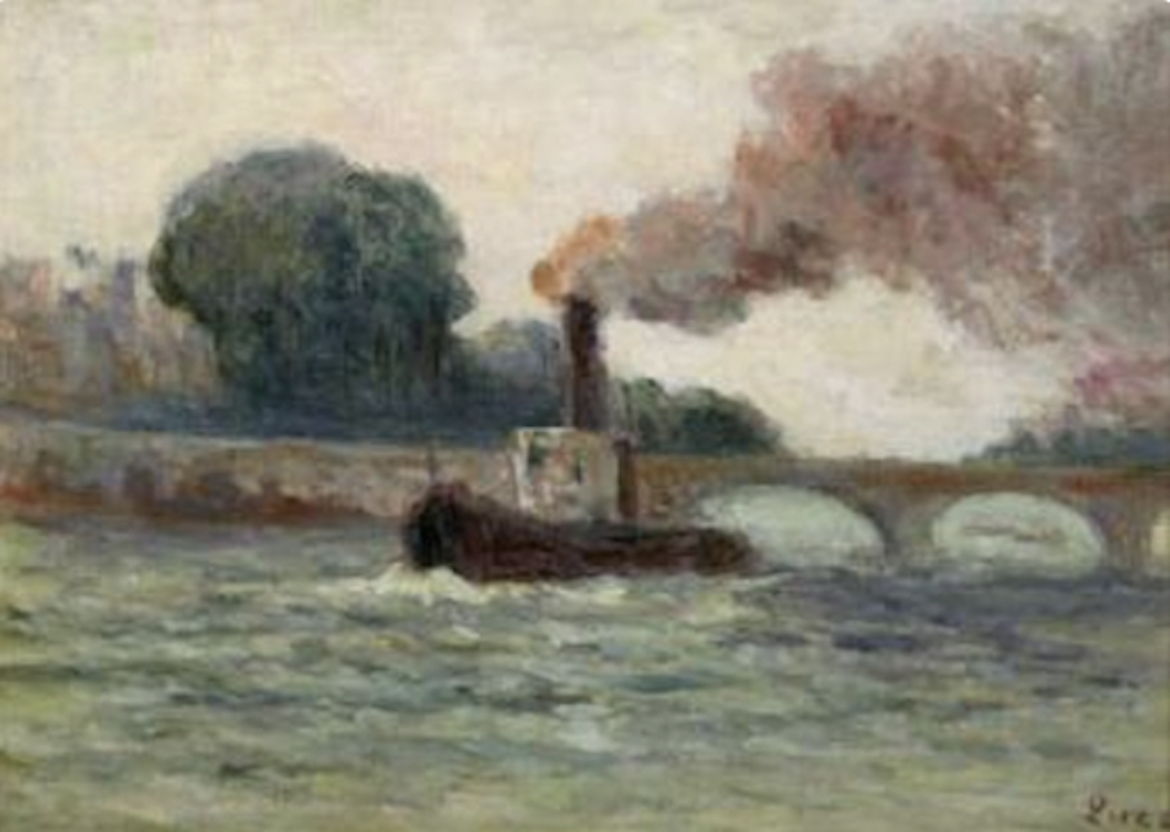STEAM ON THE SEINE IN PARIS by Maximilien Luce