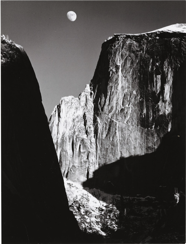 Moon and Half Dome, Yosemite National Park by Ansel Adams