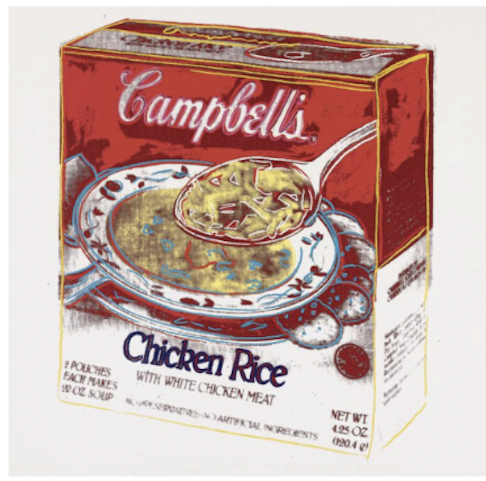 Campbell's chicken rice soup box by Andy Warhol