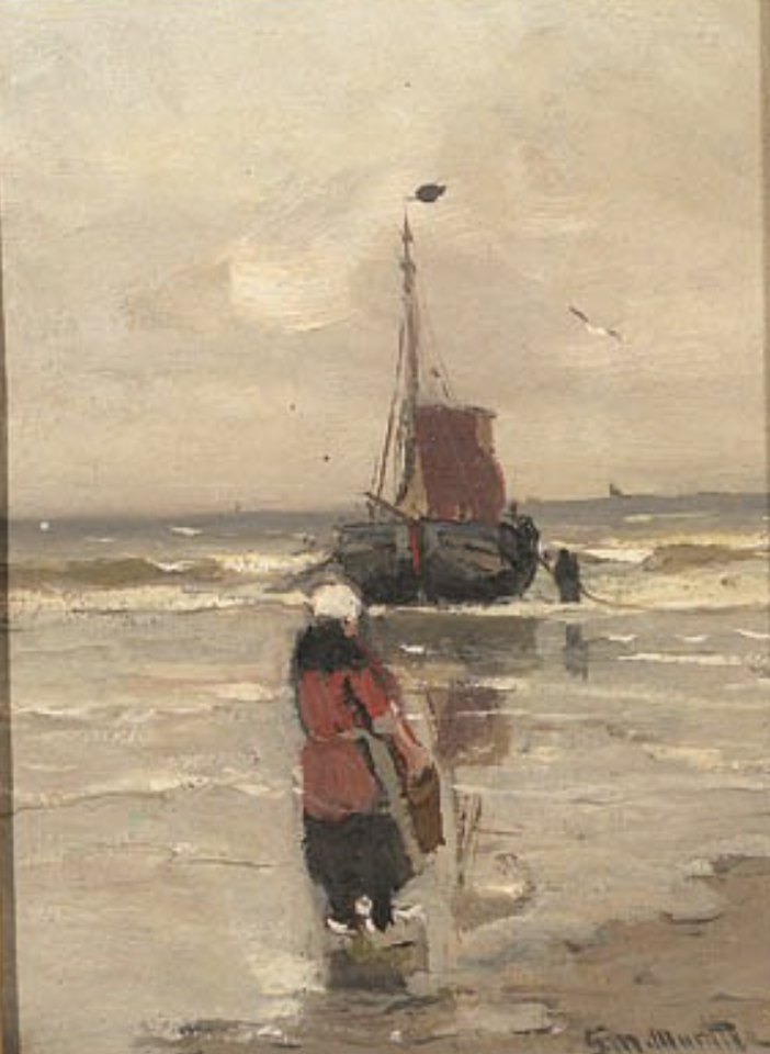 Fisherwoman waiting for day's catch by Gerhard Arij Ludwig Morgenstjerne Munthe