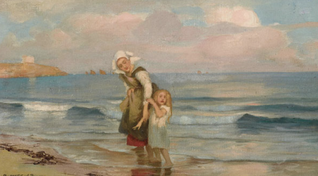 Mother and Child on the Beach by Rupert Charles Wulsten Bunny