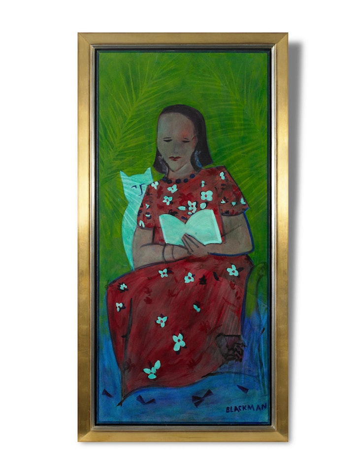 Reading with White Cat by Charles Blackman