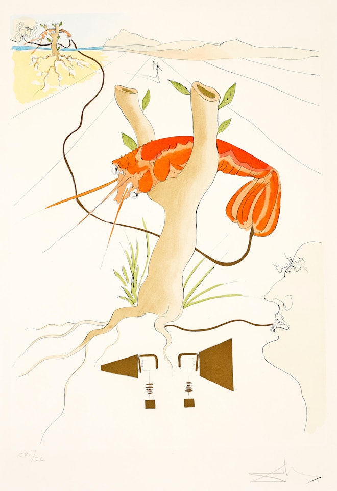 Le Téléphone, from Hommage à Leonardo da Vinci (Great Inventions) (Field 75-8-I) by Salvador Dali